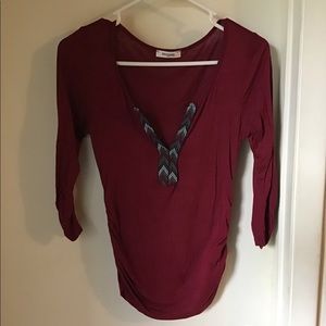 A persaya ruffle trim V-neck top